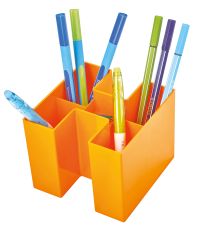 HAN Schreibtischköcher BRAVO – ein echter Blickfang: trendy, hochglänzend und erweiterbar mit 5 Fächern, orange, 17455-51